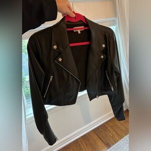 by the way. Cropped faux leather biker jacket (S)